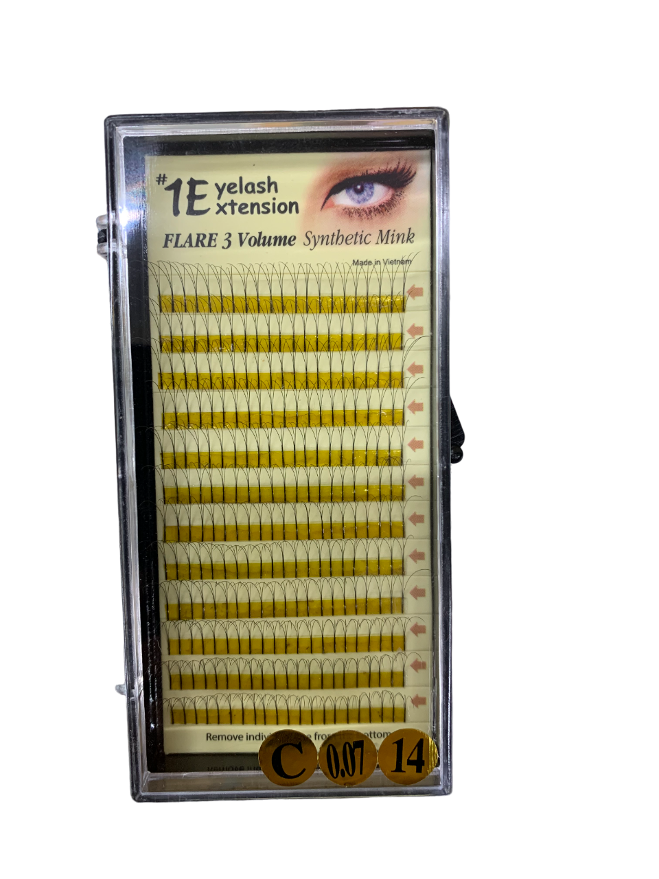 1E Eyelash Extension Flare 3 Volume Synthetic Mink C-0.07-14